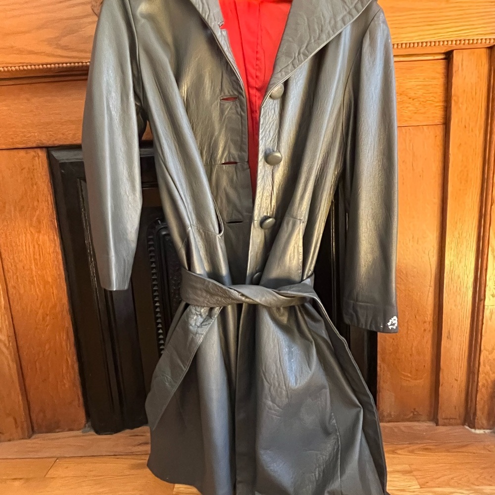 Wilson Vintage Leather Coat with Red Lining